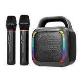 Karaoke Machine 2 Wireless Mics Portable Bluetooth Speaker 50W Handle RGB Lights