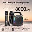 Karaoke Machine 2 Wireless Mics Portable Bluetooth Speaker 50W Handle RGB Lights