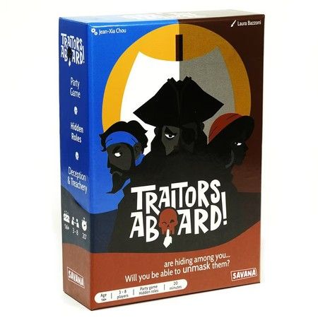 SAVANA Traitors Aboard Award-Winning Secret Identity Party Game Bluffing & Betrayal Easy to Learn 15-Minute Rounds 3-8 Players
