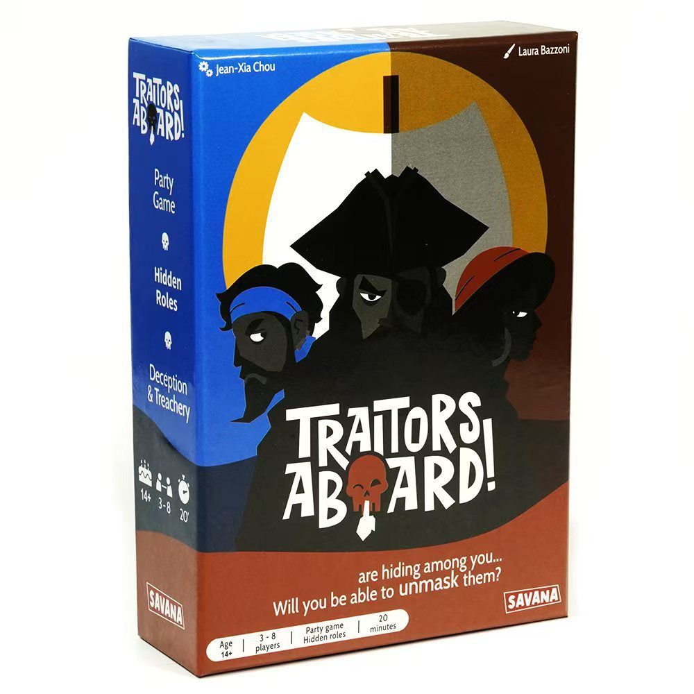 SAVANA Traitors Aboard Award-Winning Secret Identity Party Game Bluffing & Betrayal Easy to Learn 15-Minute Rounds 3-8 Players