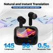 AI Language Translation Earbuds,In-Ear LCD Touchscreen Real-Time Translator for 144 Languages and Accents,Ideal for Travel and Business,Black