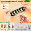 Mini Vacuum Sealer Food 3-in-1 Cordless Rechargeable Dry Moist Storage 4 Snack Bags Heat Sealer Chip Inflation Pump,Beige