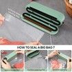 Mini Vacuum Sealer Food 3-in-1 Cordless Rechargeable Dry Moist Storage 4 Snack Bags Heat Sealer Chip Inflation Pump,Green