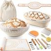 Banneton Bread Proofing Basket with Liners, Round and Oval Sourdough Starter Kit, Sourdough Bread Baking Supplies, Bread Making Tools
