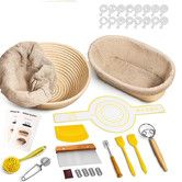 Banneton Bread Proofing Basket Set, Round and Oval Banneton Baskets, Sourdough Bread Baking Supplies with Bread Lame, Sling, Dough Whisk, Complete Sourdough Starter Kit