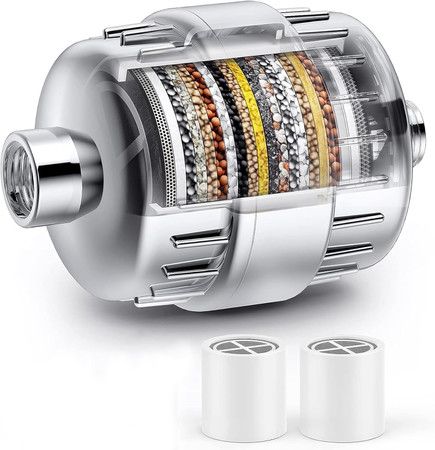 15 Stage Shower Filter High Output Removes Chlorine & Fluoride With 3 Replaceable Cartridges