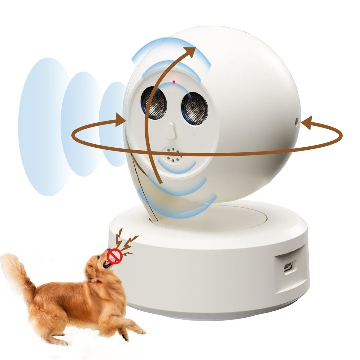 Anti Barking Device Dog Bark Deterrent Simulated Surveillance Camera Bark Control Device Dummy Security Dogs Silencer Indoor Outdoor(White)