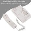 Landline Phone, Wired Desktop Wall Mount Corded Telephone English Extension Phone with Redial Flash Function for Home, Office, White