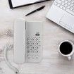 Landline Phone, Wired Desktop Wall Mount Corded Telephone English Extension Phone with Redial Flash Function for Home, Office, White