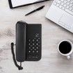 Landline Phone, Wired Desktop Wall Mount Corded Telephone English Extension Phone with Redial Flash Function for Home, Office, Black