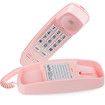 Retro Wall Phone with Big Button Lighted Keypad, No AC Power Required, Loud Visual Ringer, Volume Control, Vintage Corded Phone for Home Office,Pink