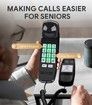 Retro Wall Phone with Big Button Lighted Keypad, No AC Power Required, Loud Visual Ringer, Volume Control, Vintage Corded Phone for Home Office,Black