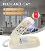 Retro Wall Phone with Big Button Lighted Keypad, No AC Power Required, Loud Visual Ringer, Volume Control, Vintage Corded Phone for Home Office,Beige
