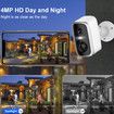 4MP Solar Security Cameras Wireless Outdoor, Battery Powered WiFi Security Camera, Cloud or TF Card, AI Detection for Home Security, 2 Way Audio