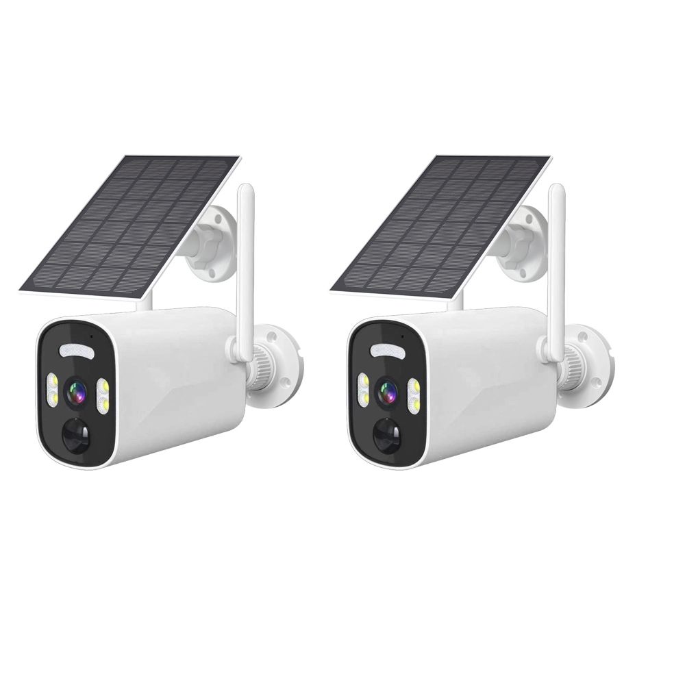 2Pcs 4MP Solar Security Cameras Wireless Outdoor, Wire Free 2.4G WiFi, PIR Motion Detection, 2 Way Audio, Cloud or SD, Color Night Vision