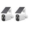 2Pcs 4MP Solar Security Cameras Wireless Outdoor, Wire Free 2.4G WiFi, PIR Motion Detection, 2 Way Audio, Cloud or SD, Color Night Vision