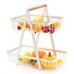 2 Tier Fruit Basket,Fruit Bowl Holder Bread Basket Vegetable Rack,Detachable Fruit Holder for Fruit,Vegetables,Snacks Home,Kitchen Office Color White