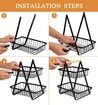 2 Tier Fruit Basket,Fruit Bowl Holder Bread Basket Vegetable Rack,Detachable Fruit Holder for Fruit,Vegetables,Snacks Home,Kitchen Office Color Black
