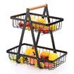 2 Tier Fruit Basket,Fruit Bowl Holder Bread Basket Vegetable Rack,Detachable Fruit Holder for Fruit,Vegetables,Snacks Home,Kitchen Office Color Black