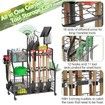Garden Tool Organizer with Wheel, 3 Tier Yard Tool Tower Rack for Garage Organization and Storage with Extra Basket