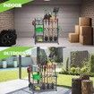 Garden Tool Organizer with Wheel, 3 Tier Yard Tool Tower Rack for Garage Organization and Storage with Extra Basket