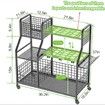 Garden Tool Organizer with Wheel, 3 Tier Yard Tool Tower Rack for Garage Organization and Storage with Extra Basket