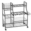 Garden Tool Organizer with Wheel, 3 Tier Yard Tool Tower Rack for Garage Organization and Storage with Extra Basket