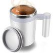Self Stirring Mug,Rechargeable Auto Magnetic Coffee Mug with 2Pc Stir Bar,Waterproof Automatic Mixing Cup White