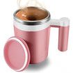 Self Stirring Mug,Rechargeable Auto Magnetic Coffee Mug with 2Pc Stir Bar,Waterproof Automatic Mixing Cup Pink