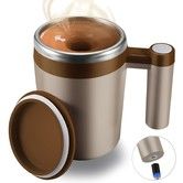 Self Stirring Mug,Rechargeable Auto Magnetic Coffee Mug with 2Pc Stir Bar,Waterproof Automatic Mixing Cup