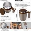 Self Stirring Mug,Rechargeable Auto Magnetic Coffee Mug with 2Pc Stir Bar,Waterproof Automatic Mixing Cup