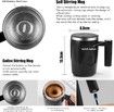 Self Stirring Mug,Rechargeable Auto Magnetic Coffee Mug with 2Pc Stir Bar,Waterproof Automatic Mixing Cup Black