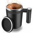 Self Stirring Mug,Rechargeable Auto Magnetic Coffee Mug with 2Pc Stir Bar,Waterproof Automatic Mixing Cup Black