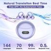 AI Translation Earbuds Real Time, Two Way 144 Languages Translator Earbuds Device for iOS Android, Wireless AI Headphones for Business Travel,Purple
