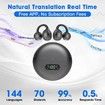 AI Translation Earbuds Real Time, Two Way 144 Languages Translator Earbuds Device for iOS Android, Wireless AI Headphones for Business Travel,Black