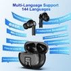 AI Language Translation Earbuds Translator in Real Time,Two Way Bluetooth Translator Device with APP for 144 Languages Translation Packs (Black)