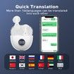 AI Language Translation Earbuds, Translation Earbuds Real Time, 144 Languages Online Translation, Two Way Translator for iOS for Android, White