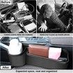 Car Seat Gap Filler Organizer with Cup Holder, 2 Pcs Adjustable Leather Car Side Seat Storage Box, Multifunction Interior Storage Organizer