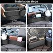 Car Seat Gap Filler Organizer with Cup Holder, 2 Pcs Adjustable Leather Car Side Seat Storage Box, Multifunction Interior Storage Organizer
