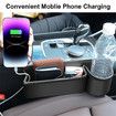 Car Seat Gap Filler Organizer with Cup Holder, 2 Pcs Adjustable Leather Car Side Seat Storage Box, Multifunction Interior Storage Organizer