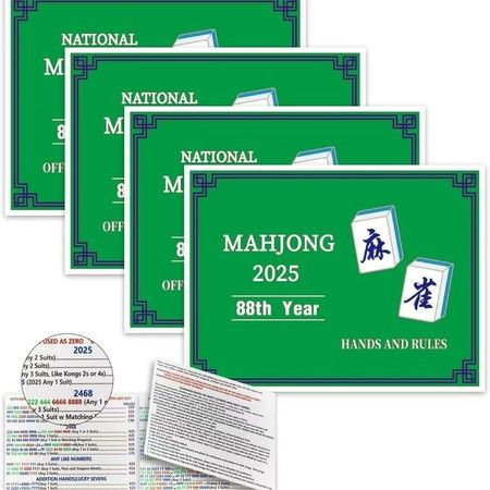 4Packs Easy Learn Mahjong Cards 2025  Large Size Standard Hands and Rules  for Family Fun and Senior Entertainment