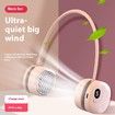 White 5 Wind Speed 3000mAh Portable Mini Leafless Hanging Neck Fan Outdoor Digital Display Lazy Fan