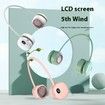 Pink 5 Wind Speed 3000mAh Portable Mini Leafless Hanging Neck Fan Outdoor Digital Display Lazy Fan