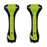 Green 2 Pack Emergency Window Breaker Safety Hammer MultiFunction Escape Tool With Base Reflective Strips Tempered Glass Hammer