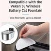 5 Pack Replacement Filters Set for 3L Wireless Cat Fountain