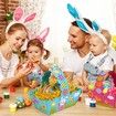 Easter Basket,DIY Easter Nest,Gift Baskets with Easter Bunnies and Chick Stickers,Easter Gifts for Kids,Easter Decoration