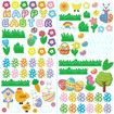 Easter Basket,DIY Easter Nest,Gift Baskets with Easter Bunnies and Chick Stickers,Easter Gifts for Kids,Easter Decoration