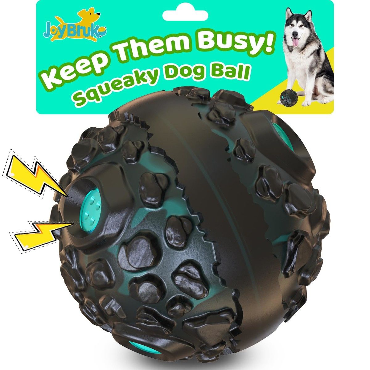 Dog Ball for Aggressive Chewers,Interactive Dog Toy Balls Fun Squeaky Sound to Keep Them Busy,Rubber Pet Chew Toys,As Seen on TV,Blue