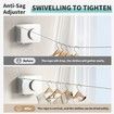 Retractable Clothesline Indoor Outdoor Wall Mounted Clothes Line Retracting Heavy Duty Clothes Drying Laundry Line Stainless Steel Line Color White