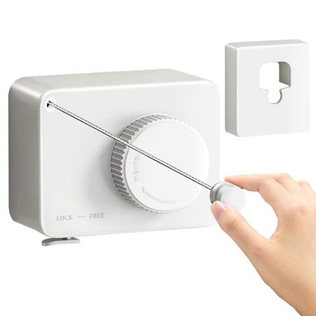 Retractable Clothesline Indoor Outdoor Wall Mounted Clothes Line Retracting Heavy Duty Clothes Drying Laundry Line Stainless Steel Line Color White